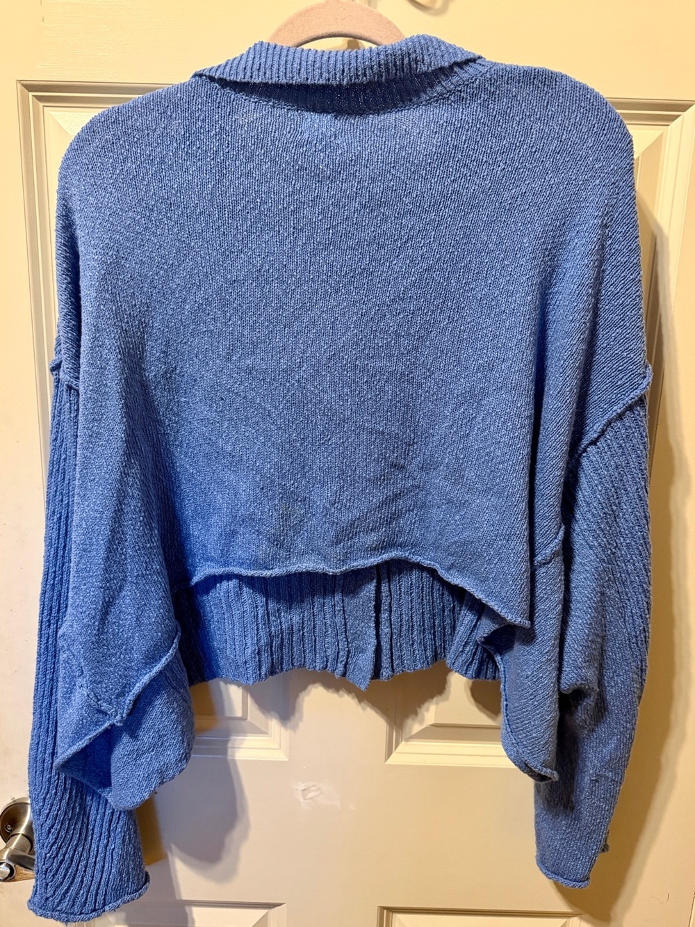 BDG Cropped Ribbed Button-Up Cardigan in Blue - Picture 2 of 8